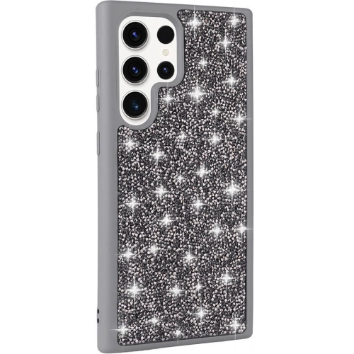 Samsung Galaxy S23 Ultra Kılıf Parlak Taşlı Tasarım Zore Pırlanta Kapak - Gri