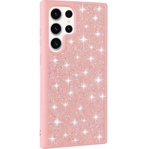 Samsung Galaxy S23 Ultra Kılıf Parlak Taşlı Tasarım Zore Pırlanta Kapak - Pembe