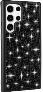 Samsung Galaxy S23 Ultra Kılıf Parlak Taşlı Tasarım Zore Pırlanta Kapak - Siyah