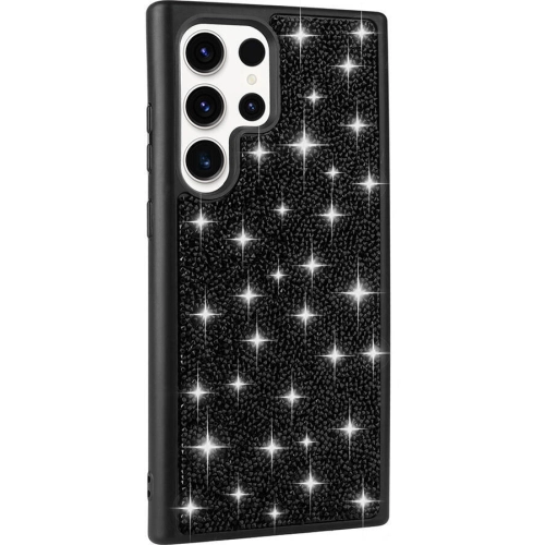 Samsung Galaxy S23 Ultra Kılıf Parlak Taşlı Tasarım Zore Pırlanta Kapak - Siyah