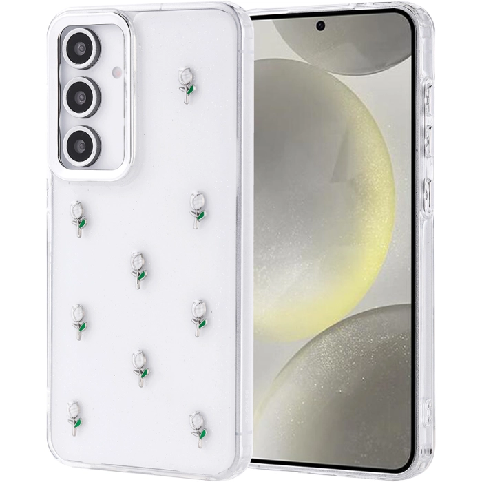 Samsung Galaxy S24 FE Kılıf Airbag Tasarımlı Simli Şeffaf Zore Kutup Kapak - Lale