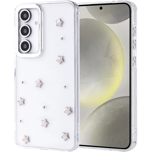 Samsung Galaxy S24 FE Kılıf Airbag Tasarımlı Simli Şeffaf Zore Kutup Kapak - Yıldız