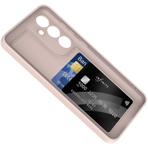 Samsung Galaxy S24 FE Kılıf İçi Kadife Dokulu Kartlık Hazneli Mat Vitra Silikon Kapak - Pembe