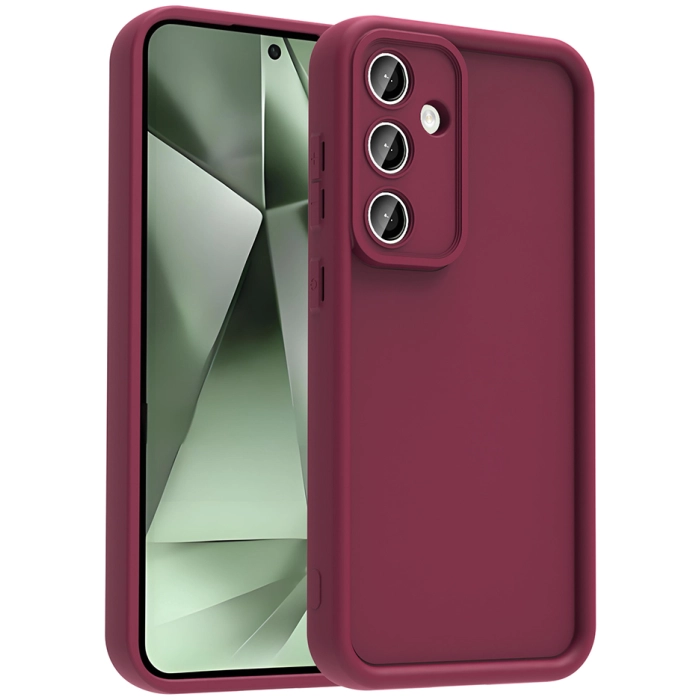 Samsung Galaxy S24 FE ile Uyumlu Kılıf Kamera Korumalı Silikon Ananas Kapak - Mürdüm