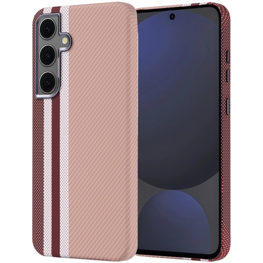 Samsung Galaxy S24 FE Kılıf Magsafe Şarj Özellikli Karbon Fiber Görünümlü Zore Nekst Kapak - Gold