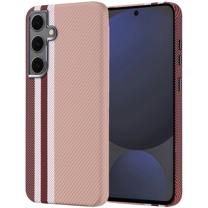 Samsung Galaxy S24 FE Kılıf Magsafe Şarj Özellikli Karbon Fiber Görünümlü Zore Nekst Kapak - Gold