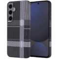 Samsung Galaxy S24 FE Kılıf Magsafe Şarj Özellikli Karbon Fiber Görünümlü Zore Nekst Kapak - Gri-Siyah