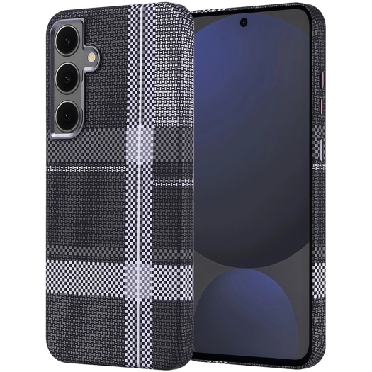 Samsung Galaxy S24 FE Kılıf Magsafe Şarj Özellikli Karbon Fiber Görünümlü Zore Nekst Kapak - Gri-Siyah