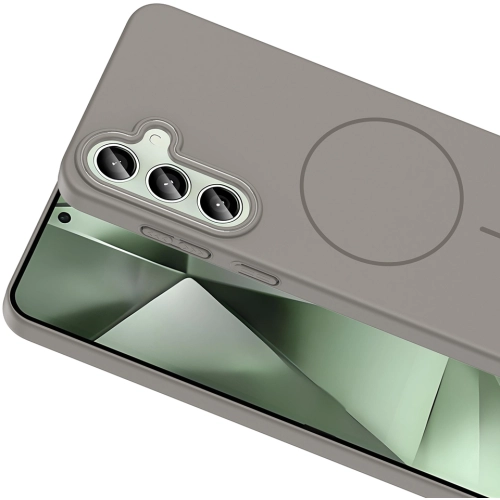 Samsung Galaxy S24 FE ile Uyumlu Kılıf Magsafe Şarj Özellikli Ruby Silikon Kapak - Gri