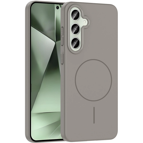 Samsung Galaxy S24 FE ile Uyumlu Kılıf Magsafe Şarj Özellikli Ruby Silikon Kapak - Gri