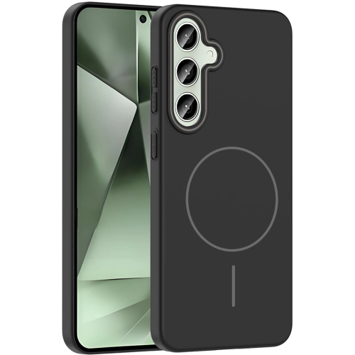 Samsung Galaxy S24 FE ile Uyumlu Kılıf Magsafe Şarj Özellikli Ruby Silikon Kapak - Siyah