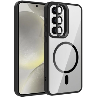 Samsung Galaxy S24 FE Kılıf Standlı ve Kamera Lens Hediyeli M-Safe Şarj Özellikli Etro Kapak - Siyah