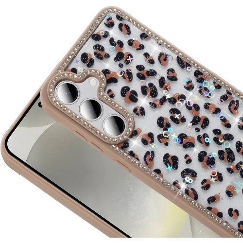 Samsung Galaxy S24 FE Kılıf Taşlı ve Simli Tasarım Lux Işıltılı Azra Kapak - Siyah