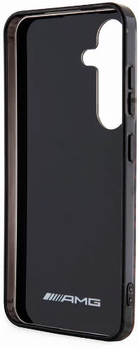 Samsung Galaxy S24 Kılıf AMG Orjinal Lisanslı Çift Katmanlı Büyük Logolu Dörtgen Şerit Desenli Kapak - Siyah