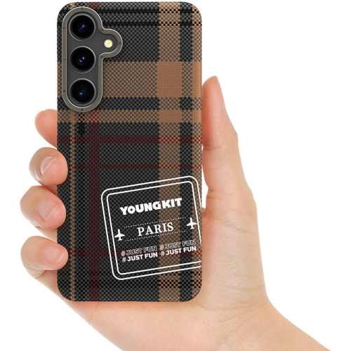 Samsung Galaxy S24 Kılıf Ekose Desenli Youngkit Gezhi Serisi Kapak - Kırmızı