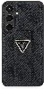 Samsung Galaxy S24 Kılıf Guess Orjinal Lisanslı 4G Desenli Üçgen Logolu Standlı Deri Kapak - Siyah