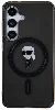 Samsung Galaxy S24 Kılıf Karl Lagerfeld Orjinal Lisanslı Magsafe Şarj Özellikli Karl Head IML Baskılı Kapak - Siyah