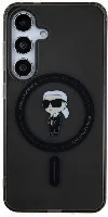 Samsung Galaxy S24 Kılıf Karl Lagerfeld Orjinal Lisanslı Magsafe Şarj Özellikli Karl Head IML Baskılı Kapak - Siyah