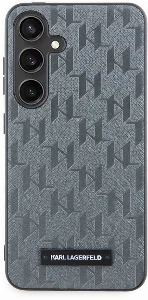 Samsung Galaxy S24 Kılıf Karl Lagerfeld Orjinal Lisanslı Saffiano Monogram Metal Logo Kapak - Gri