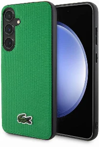 Samsung Galaxy S24 Kılıf Lacoste Orjinal Lisanslı PU Pike Desenli Arka Yüzey İkonik Timsah Dokuma Logolu Kapak - Yeşil