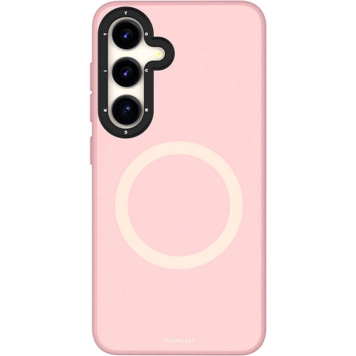 Samsung Galaxy S24 Kılıf Magsafe Şarj Özellikli Çizilmeye Ve Aşınmaya Dayanıklı Youngkit Velvet Serisi Kapak - Pembe