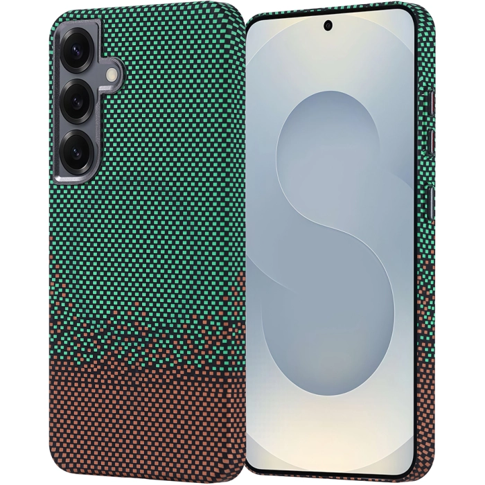 Samsung Galaxy S24 Kılıf Magsafe Şarj Özellikli Karbon Fiber Görünümlü Zore Nekst Kapak - Yeşil