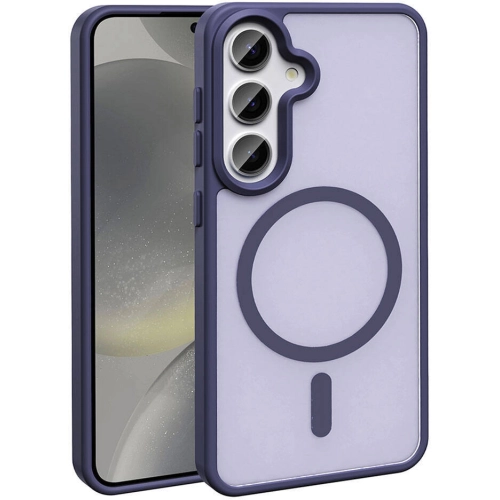 Samsung Galaxy S24 Kılıf Magsafe Şarj Özellikli Renkli Mat Arka Yüzey Sio Kapak - Koyu Mor