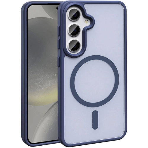 Samsung Galaxy S24 Kılıf Magsafe Şarj Özellikli Renkli Mat Arka Yüzey Sio Kapak - Lacivert