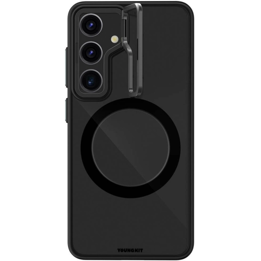 Samsung Galaxy S24 Kılıf Magsafe Şarj Özellikli Sararma Önleyici Youngkit Crystal Grid Kapak - Siyah