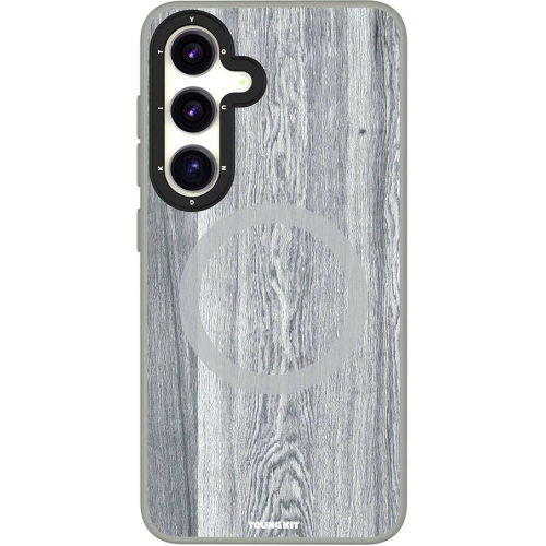 Samsung Galaxy S24 Kılıf Magsafe Şarj Özellikli Sararmaya Dayanıklı Youngkit Wood Forest Serisi Kapak - Gri