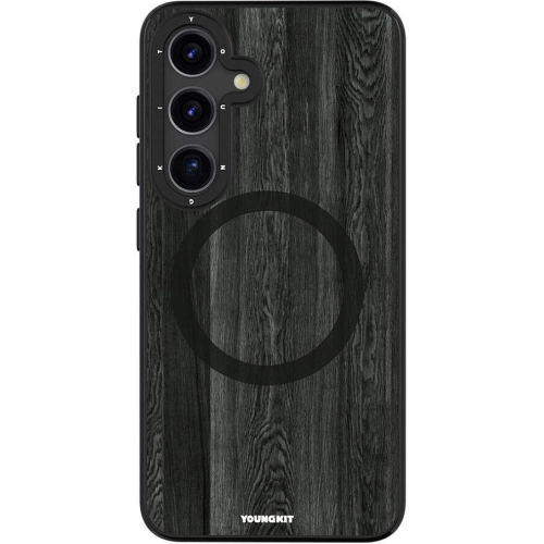 Samsung Galaxy S24 Kılıf Magsafe Şarj Özellikli Sararmaya Dayanıklı Youngkit Wood Forest Serisi Kapak - Siyah