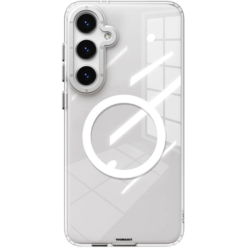 Samsung Galaxy S24 Kılıf Magsafe Şarj Özellikli Sararmaya Karşı Dayanıklı Youngkit Clear Crystal Serisi Kapak - Gümüş