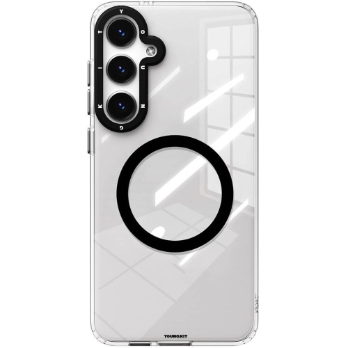 Samsung Galaxy S24 Kılıf Magsafe Şarj Özellikli Sararmaya Karşı Dayanıklı Youngkit Clear Crystal Serisi Kapak - Siyah