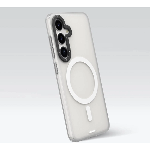 Samsung Galaxy S24 Kılıf Magsafe Şarj Özellikli Youngkit Hidden Sand Serisi Kapak - Beyaz