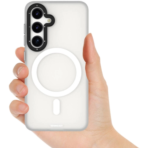 Samsung Galaxy S24 Kılıf Magsafe Şarj Özellikli Youngkit Hidden Sand Serisi Kapak - Beyaz