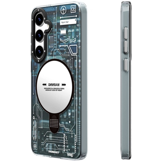 Samsung Galaxy S24 Kılıf Magsafe Şarj Özellikli YoungKit Technology Serisi Kapak - Mavi