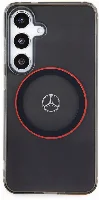 Samsung Galaxy S24 Kılıf Mercedes Benz Orjinal Lisanslı Magsafe Şarj Özellikli IML Yıldız Logolu Red Ring Kapak - Siyah