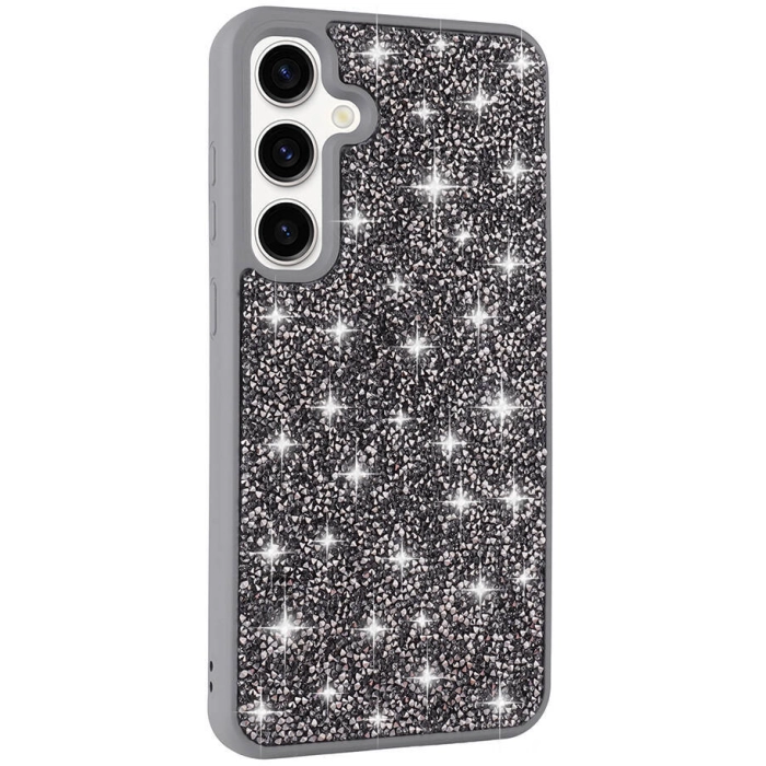 Samsung Galaxy S24 Kılıf Parlak Taşlı Tasarım Zore Pırlanta Kapak - Gri