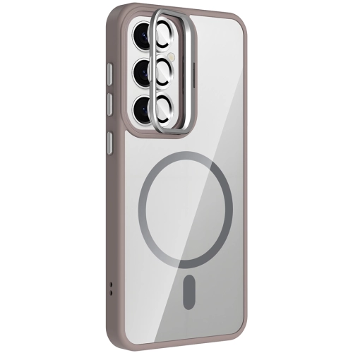 Samsung Galaxy S24 Kılıf Standlı ve Kamera Lens Hediyeli M-Safe Şarj Özellikli Etro Kapak - Pembe