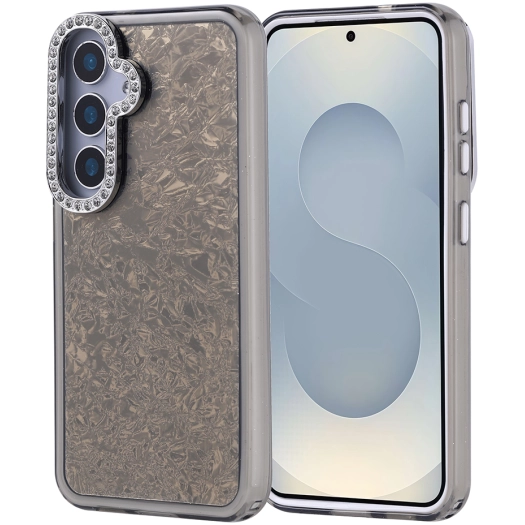 Samsung Galaxy S24 ile Uyumlu Kılıf Buzlu Parıltılı Lüks Kamera Lens Darbeye Dayanıklı Kapi Kapak - Siyah