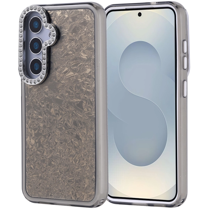 Samsung Galaxy S24 ile Uyumlu Kılıf Buzlu Parıltılı Lüks Kamera Lens Darbeye Dayanıklı Kapi Kapak - Siyah