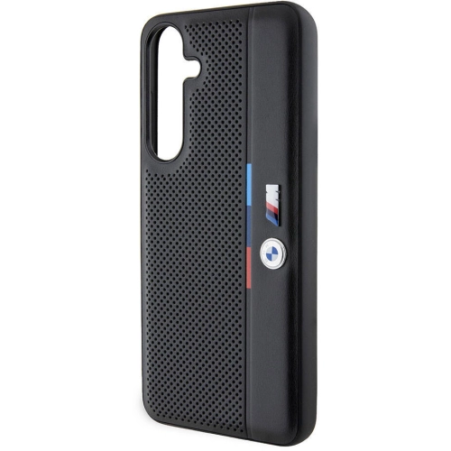 Samsung Galaxy S24 Plus Kılıf BMW Orjinal Lisanslı M Logolu Üç Renk Çizgili Delikli Detail Line Kapak - Siyah