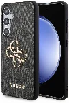 Samsung Galaxy S24 Plus Kılıf Guess Orjinal Lisanslı PU Deri Yazı ve 4G Metal Logolu Desenli Kapak - Siyah