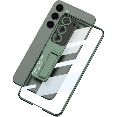 Samsung Galaxy S24 Plus Kılıf Kamera Korumalı Şeffaf Tasarımlı Lego Standlı Kapak - Mürdüm