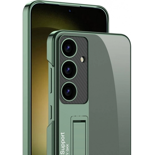 Samsung Galaxy S24 Plus Kılıf Kamera Korumalı Şeffaf Tasarımlı Lego Standlı Kapak - Mürdüm