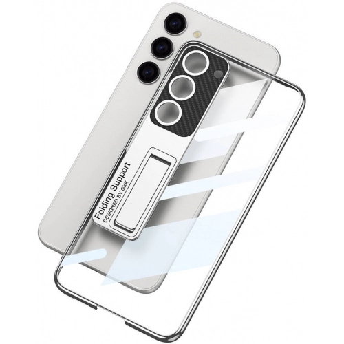 Samsung Galaxy S24 Plus Kılıf Kamera Korumalı Şeffaf Tasarımlı Lego Standlı Kapak - Yeşil