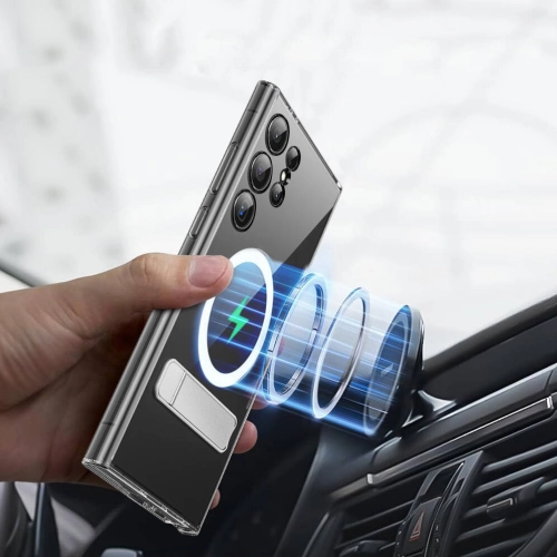 Samsung Galaxy S24 Plus Kılıf Magsafe Şarj Özellikli Kamera Korumalı Standlı Wiwu KCC-025 Aurora Serisi Kapak - Şeffaf