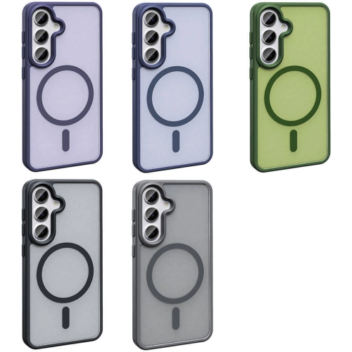 Samsung Galaxy S24 Plus Kılıf Magsafe Şarj Özellikli Renkli Mat Arka Yüzey Sio Kapak - Koyu Mor