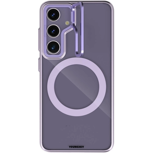 Samsung Galaxy S24 Plus Kılıf Magsafe Şarj Özellikli Sararma Önleyici Youngkit Crystal Grid Kapak - Mor
