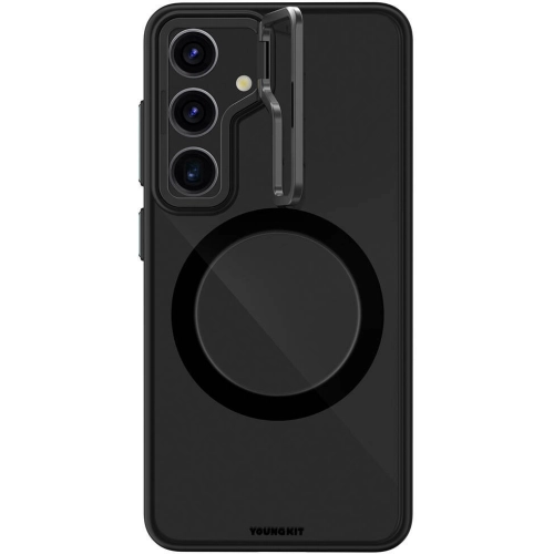 Samsung Galaxy S24 Plus Kılıf Magsafe Şarj Özellikli Sararma Önleyici Youngkit Crystal Grid Kapak - Siyah